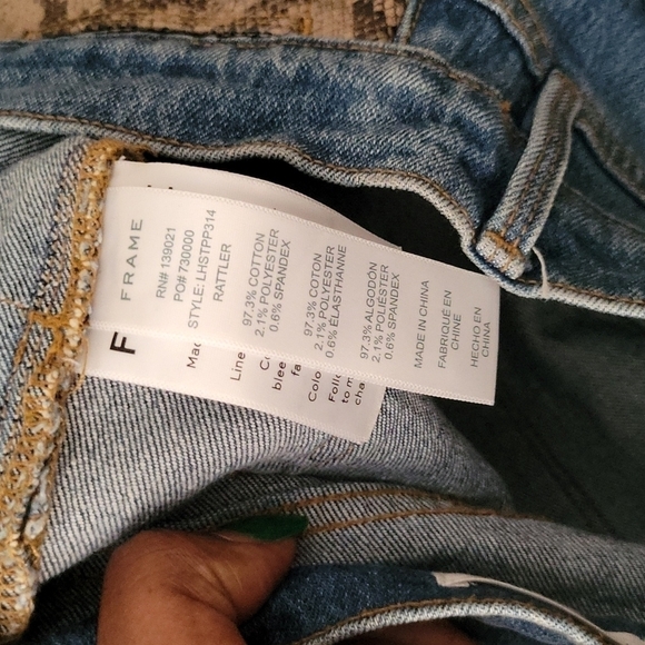 Frame le high straight python print leather patchwork jeans Size 29 - Picture 11 of 11